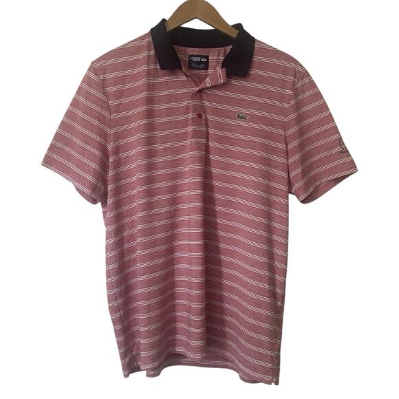 Lacoste Sport Mens Size 4XL Presidents Cup Burgundy Striped Golf Polo Shirt - Picture 1 of 9
